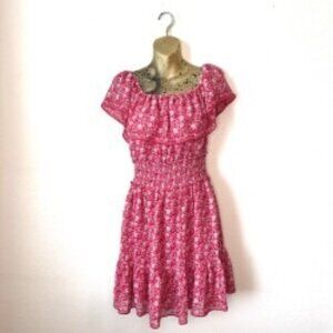 Max Studio Pink Floral Off Shoulder Dress | NWT Boho Summer Festival | Size S